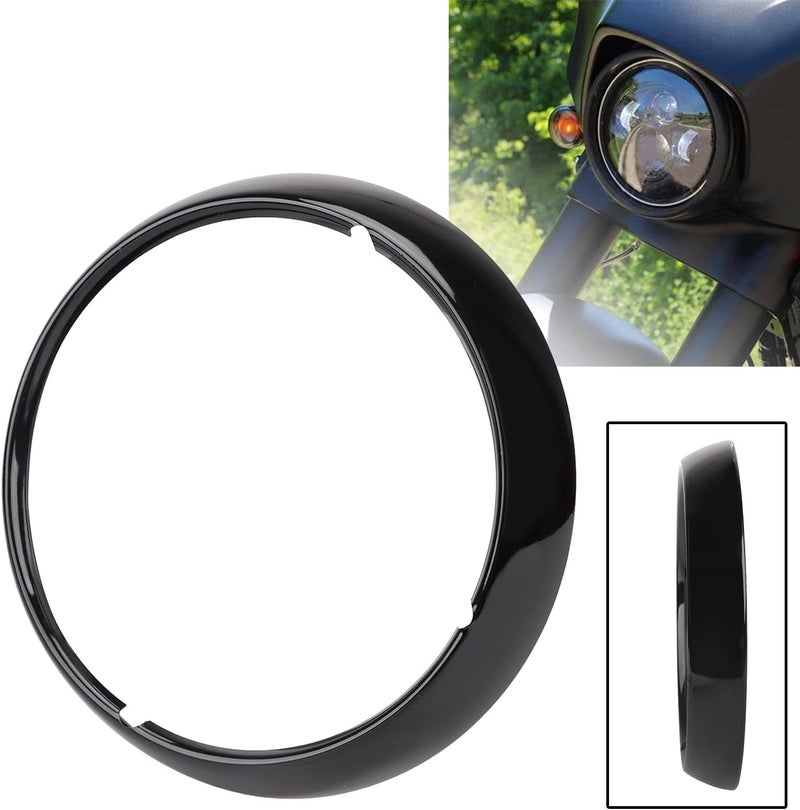 XMMT 7" Metal Black Headlight Head Light Bezel Headlamp Decorate Trim Ring Cover for Harley Touring Road King Electra Street Glide FLHT FLHR - Image 2